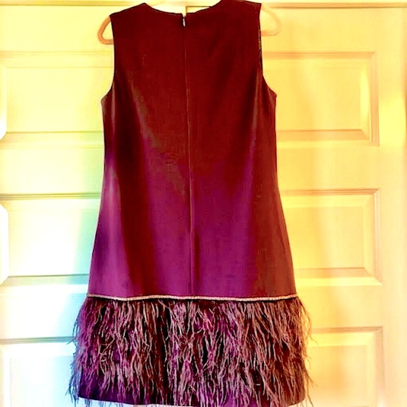 NWT TAHARI Arthur S. Levine Purple Feather Rhinestones Mini Cocktail Dress 12 - Picture 6 of 8